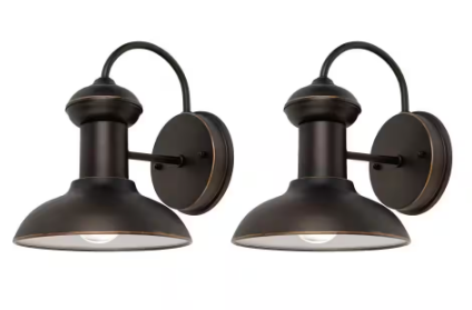 Globe Electric- Jamenson Oil-Rubbed Bronze Farmhouse Indoor/Outdoor 1-Light Wall Sconce (2-Pack)