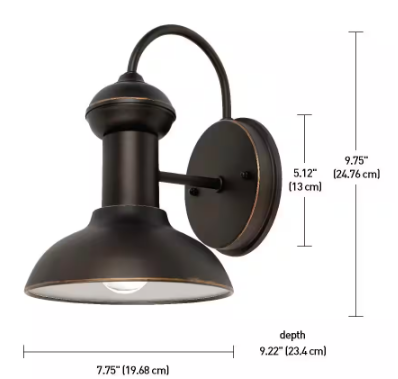 Globe Electric- Jamenson Oil-Rubbed Bronze Farmhouse Indoor/Outdoor 1-Light Wall Sconce (2-Pack)