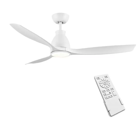 YUHAO- Farmhouse 52 in. Integrated LED Indoor White Ceiling Fan with Light Kit and Remote Control, Reversible DC Motor