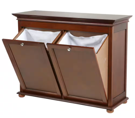 Home Decorators Collection Hampton Harbor 35 in. Double Tilt-Out Hamper in Sequoia