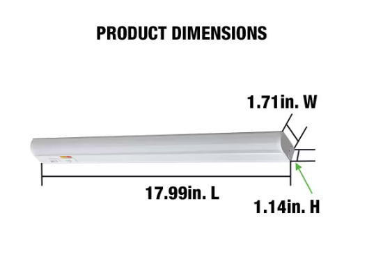 Commercial Electric Plug-In 18 inch Linkable LED Undercabinet Light Task Under Counter Kitchen Lighting 3 Color Temperature Options 54195202