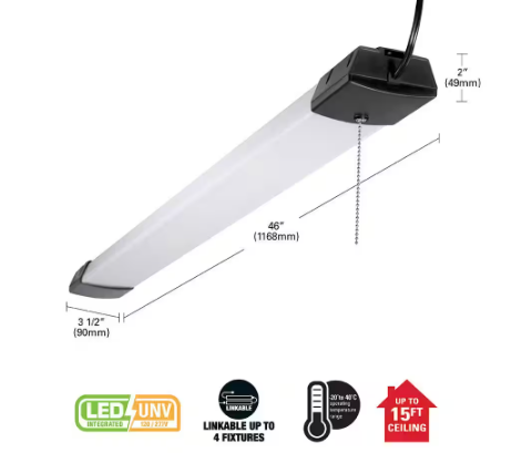 Metalux SHP 46 in. 128-Watt Equivalent, 10000-Lumens Integrated LED, White Shop Light, 4000K CCT 4SHP10040R