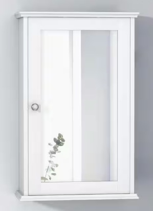 FORCLOVER 13.5 in. W x 21 in. H Rectangular Wood Medicine Cabinet with Mirror and Adjustable Shelf HYM-5846WH