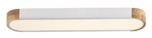 HUOKU Lumin 38 in. 1-Light White Integrated LED Flush Mount Minimalist Long Oval Ceiling Light PD1046021