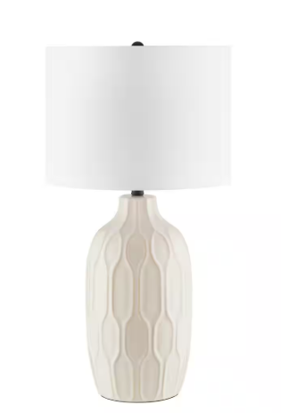 Hampton Bay Dunbarton 25 in. Beige Table Lamp with Textured Mixed Ceramic Base RS2204807BE
