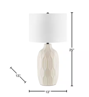 Hampton Bay Dunbarton 25 in. Beige Table Lamp with Textured Mixed Ceramic Base RS2204807BE