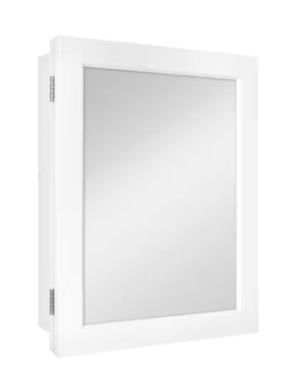 Glacier Bay 15-1/4 in. W x 19-3/8 in. H Rectangular Framed Recessed or Surface-Mount Bathroom Medicine Cabinet with Mirror, White 33151