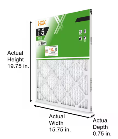 HDX 16 in. x 20 in. x 1 in. Standard Pleated Furnace Air Filter FPR 5, MERV 8 (12-Pack) HDXCP5-011620