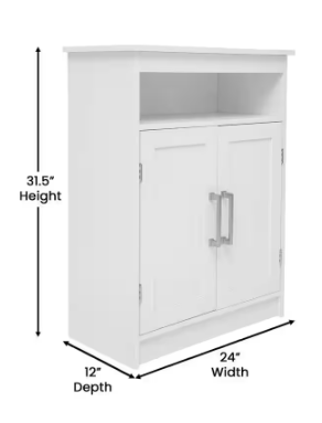 Carnegy Avenue Vega 24 in. W x 12 in. D x 32 in. H Engineered Wood Linen Freestanding Linen Cabinet in White CGA-FS-531786-WH-HD