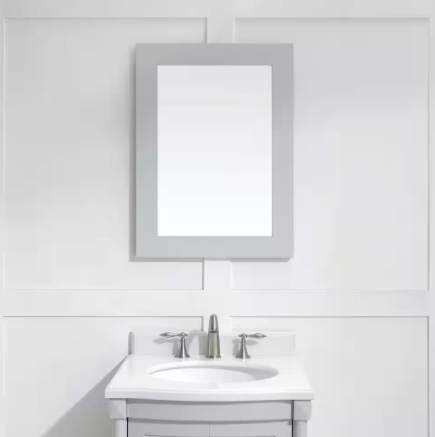 HDC - Parkcrest 22 in. W x 30 in. H Rectangular Framed Wall Mount Bathroom Vanity Mirror in Dove Gray Parkcrest MR
