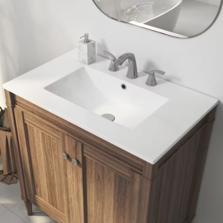 Tucson 30 in. W x 18 in. D Vitreous China Single Sink Vanity Top in White with 3-Faucet Holes (8 in. Widespread)