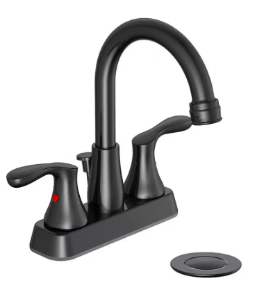 Glacier Bay Deveral 4 in. Centerset 2-Handle High-Arc Bathroom Faucet in Matte Black 4512963O