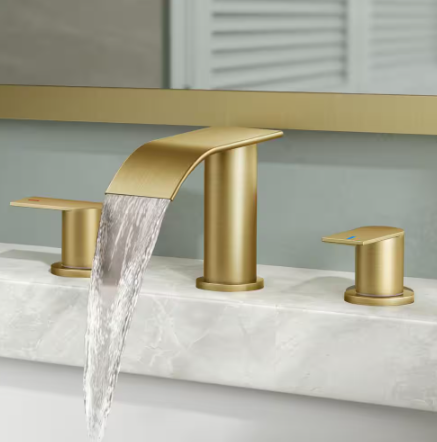 Androme 8 in. Widespread Double Handle Bathroom Faucet with Metal Drain in Gold A31A7G