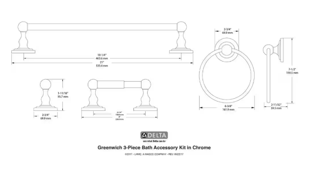 Delta Greenwich 3-Piece Bath Hardware Set with Mounting Hardware in Chrome