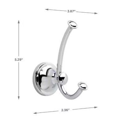Delta Silverton Double Towel Hook Bath Hardware Accessory in Polished Chrome