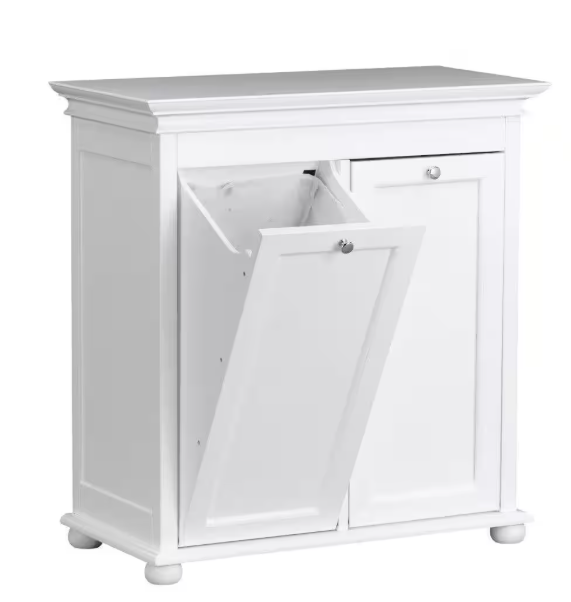 Home Decorators Collection Hampton Harbor 35 in. Double Tilt-Out Hamper in White BF-20938-WH