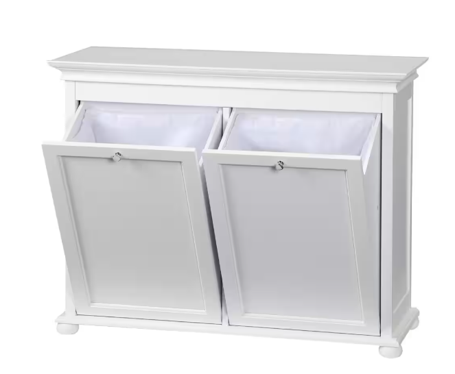Home Decorators Collection Hampton Harbor 35 in. Double Tilt-Out Hamper in White BF-20938-WH