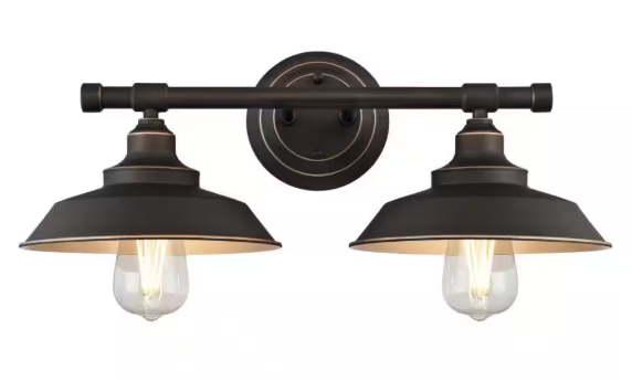 Westinghouse Iron Hill 2-Light Oil Rubbed Bronze with Highlights Wall Mount Bath Light 6354800