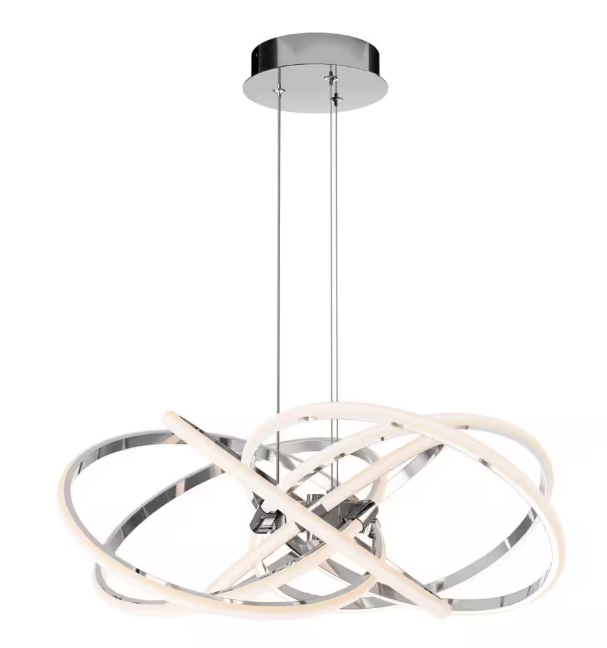 Artika Maelstrom 25-Watt 1 Light Chrome Modern 5 CCT Integrated LED Pendant Light Fixture for Dining Room or Kitchen PDT-MA5C-HD2CR