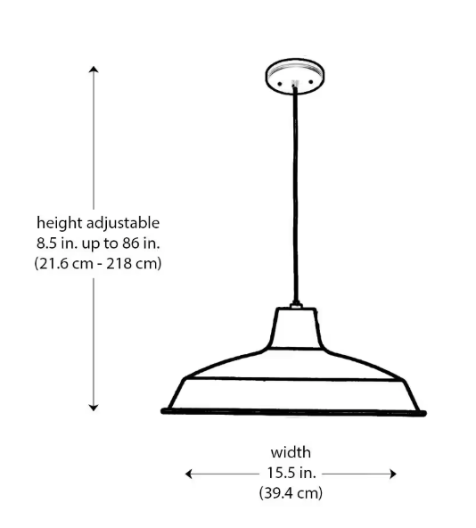 Bel Air Lighting Sherman 1-Light Black Pendant Light Fixture with Metal Shade 1100 BK