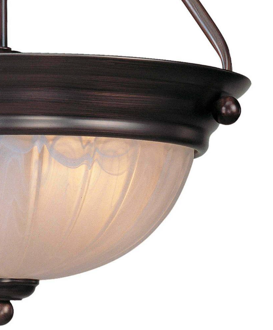 Volume Lighting Marti 2-Light Indoor Antique Bronze Semi-Flush Mount Ceiling Fixture with Alabaster Melon Glass Bowl V7762-79