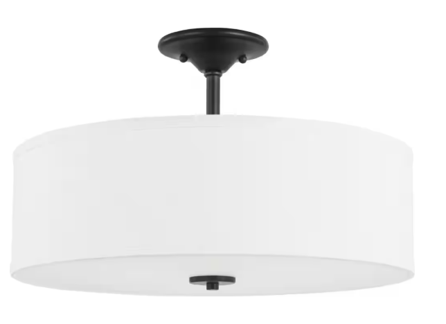 Progress Lighting Inspire Collection 18 in. Graphite 3-Light Transitional Bedroom Ceiling Light Drum Semi-Flush Mount P350167-143