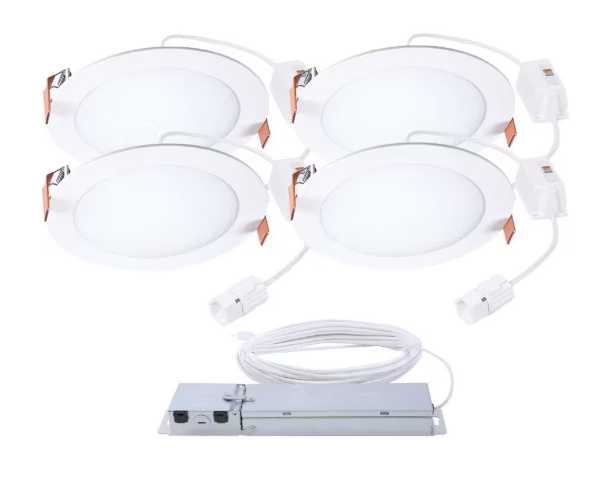 HALO QuickLink Low Voltage, 6 in. Selectable CCT 2700-5000K, 900 Lumens, Recessed Canless LED Starter Kit- 4 pack, Dimmable HLBQL6099FS1E-4PK