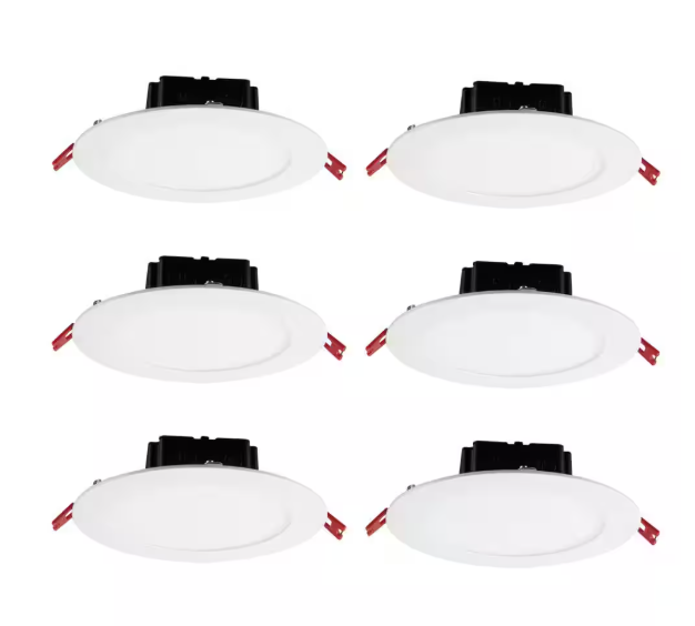 Commercial Electric Box on Top Integrated LED 6 in Round Canless Recessed Light for Kitchen Bathroom Livingroom, White Soft White 6-Pack