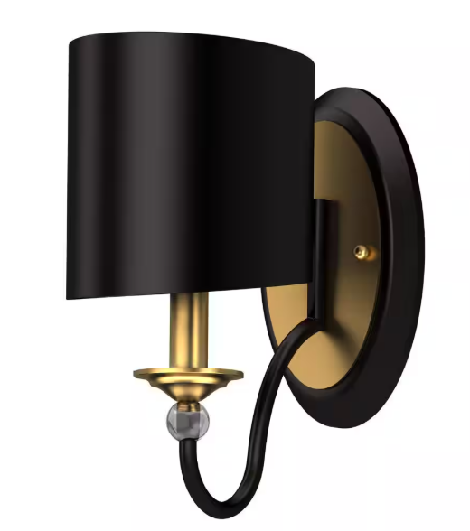 Volume Lighting 1-Light Antique Bronze & Antique Gold Candelabra Wall Sconce with Metal Shade V3201-92