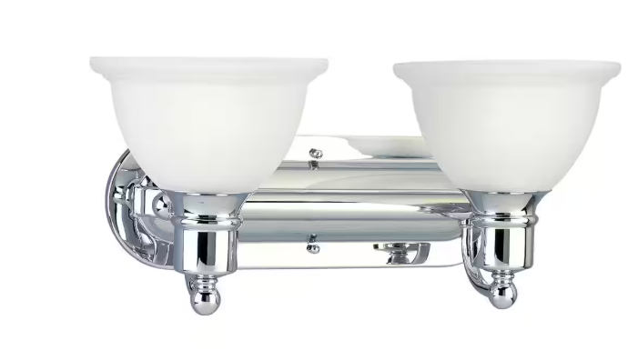 Progress Lighting Madison Collection 2-Light Polished Chrome Etched Glass Traditional Bath Vanity Light P3162-15