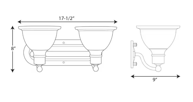 Progress Lighting Madison Collection 2-Light Polished Chrome Etched Glass Traditional Bath Vanity Light P3162-15