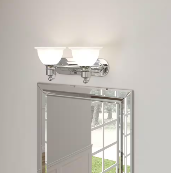 Progress Lighting Madison Collection 2-Light Polished Chrome Etched Glass Traditional Bath Vanity Light P3162-15