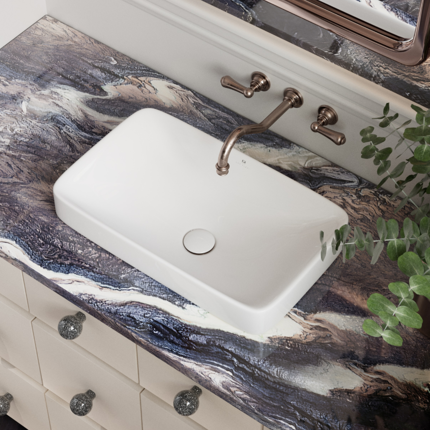 Los Flexi Rectangular Drop-In Bathroom Sink Without Overflow 19″L x 12″W