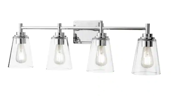 Hampton Bay Wakefield 31 in. 4-Light Chrome Modern Vanity with Clear Glass Shades HB3682-07