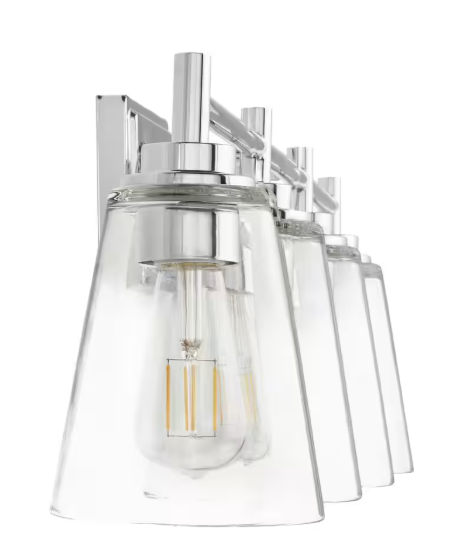 Hampton Bay Wakefield 31 in. 4-Light Chrome Modern Vanity with Clear Glass Shades HB3682-07