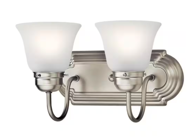 KICHLER Independence 12.25 in. 2-Light Brushed Nickel Traditional Bathroom Vanity Light with Frosted Glass Shade 5336NIS