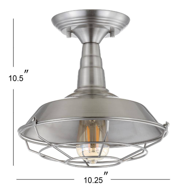 JONATHAN Y Gabe Brushed Nickel 10.2 in. Metal LED Semi-Flushmount JYL9517B