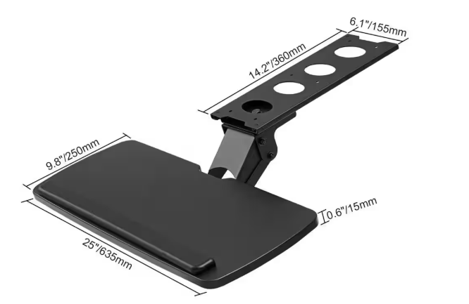 SKYSHALO Keyboard Tray under Desk Adjustable Height, Height and Angle Adjustable Keyboard Tray Slide Out, Large 25 x 9. 8 in. JPBMDF0000000AC01V0-1018