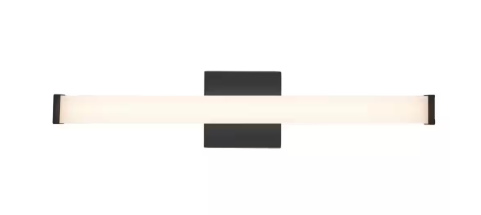 Bel Air Lighting Miles 24 in. Integrated LED Black Bathroom Vanity Light Fixture with Rectangular Acrylic Shade and 5CCT LED-22464BK5CCT