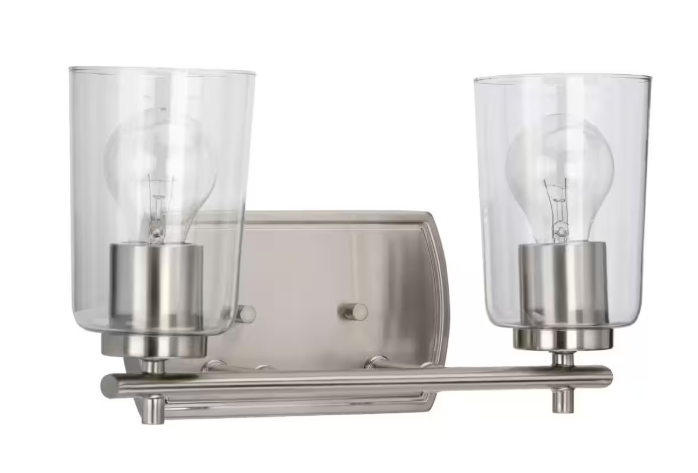 Progress Lighting Adley Collection 2-Light Brushed Nickel Clear Glass New Traditional Bath Vanity Light P300155-009