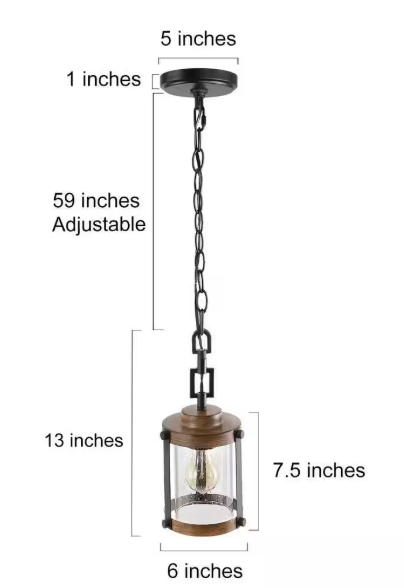 LNC Modern Farmhouse Brown Chandelier 1-Light 6 in. Black Drum Mini Island Pendant Light with Seeded Glass Shades 3IQUQNHD13508M6