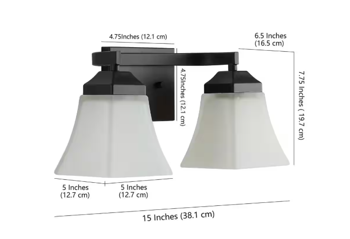 JONATHAN Y Staunton 15 in. 2-Light Iron/Glass Modern Cottage LED Vanity Light, Oil Rubbed Bronze JYL7523A