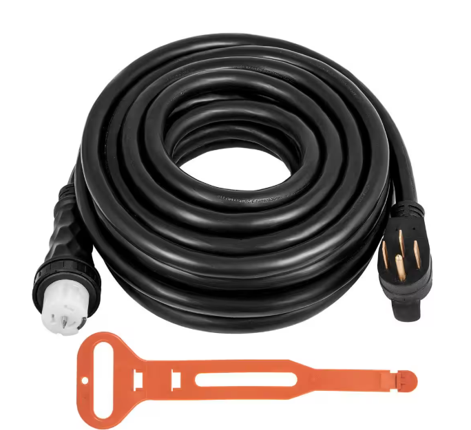 VEVOR 15 ft. 6/3 plus 8/1 Extension Cord Indoor/Outdoor Generator Power Cord STW 50 Amp 4-Prong UL with Twist Lock Connectors FDJYCX15FTX50ACZ1V1