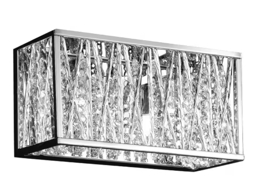 Unbranded Reign 11 in. 2-Light LED Chrome Bath Vanity Light with Chrome Aluminum Shade 872CH-2V-LED