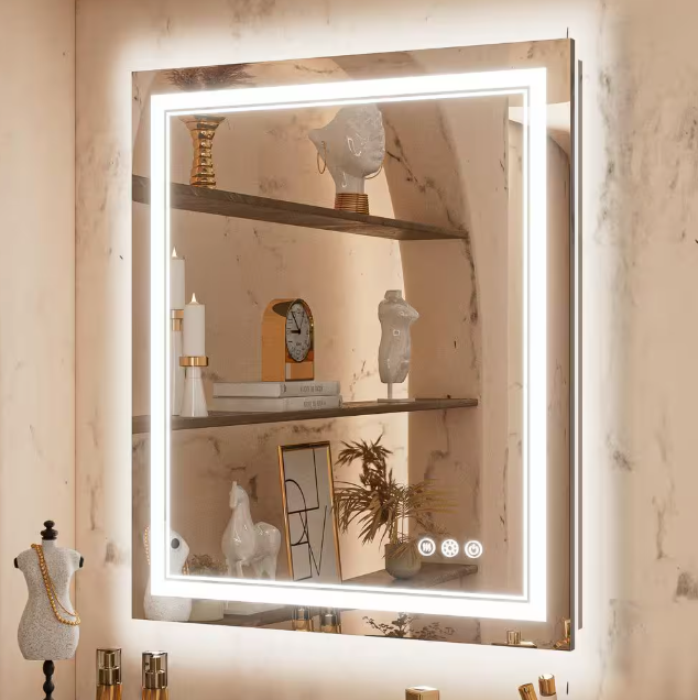 KeonJinn 30 in. W x 36 in. H Rectangular Frameless LED Light Anti-Fog Wall Bathroom Vanity Mirror with Frontlit and Backlit hd-ZBGSSW7691