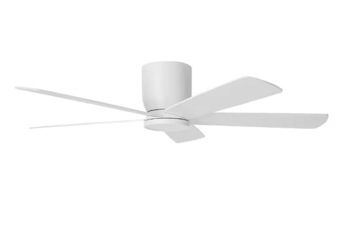 Home Decorators Collection Britton 52 in. Integrated LED Indoor Matte White Ceiling Fan with Light Kit and Remote Control SW19110 MWH