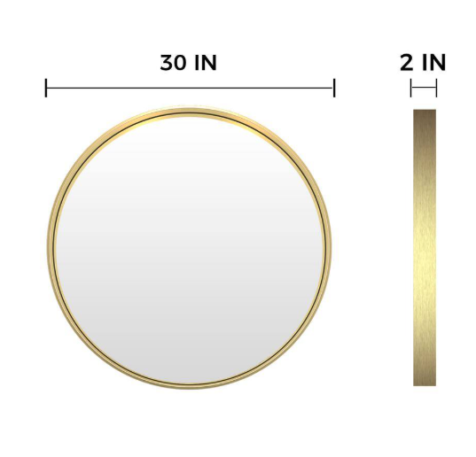 TETOTE - 30 in. W x 30 in. H Medium Round Metal Framed Modern Wall Mounted Bathroom Vanity Mirror in Brass Gold