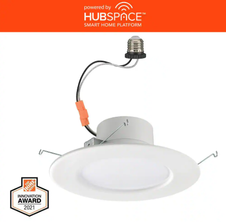 Commercial Electric 5 in./6 in.Smart Integrated LED Recessed Light Trim Wireless Adjustable CCT New Construction Remodel Powered by Hubspace 538561010
