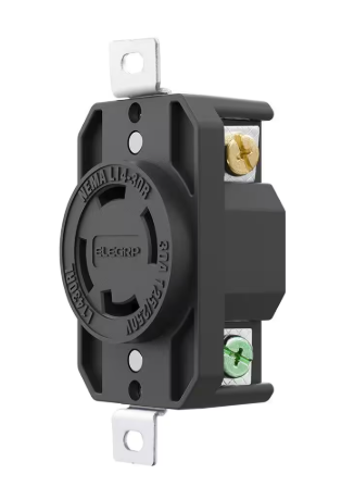 ELEGRP 30 Amp 125/250V NEMA L14-30R Locking Receptacle, Industrial Grade Grounding Twist Lock Outlet, Black L1430RL