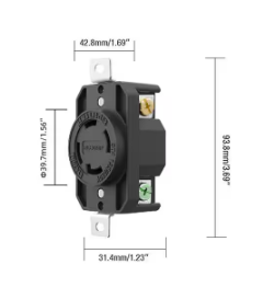 ELEGRP 30 Amp 125/250V NEMA L14-30R Locking Receptacle, Industrial Grade Grounding Twist Lock Outlet, Black L1430RL